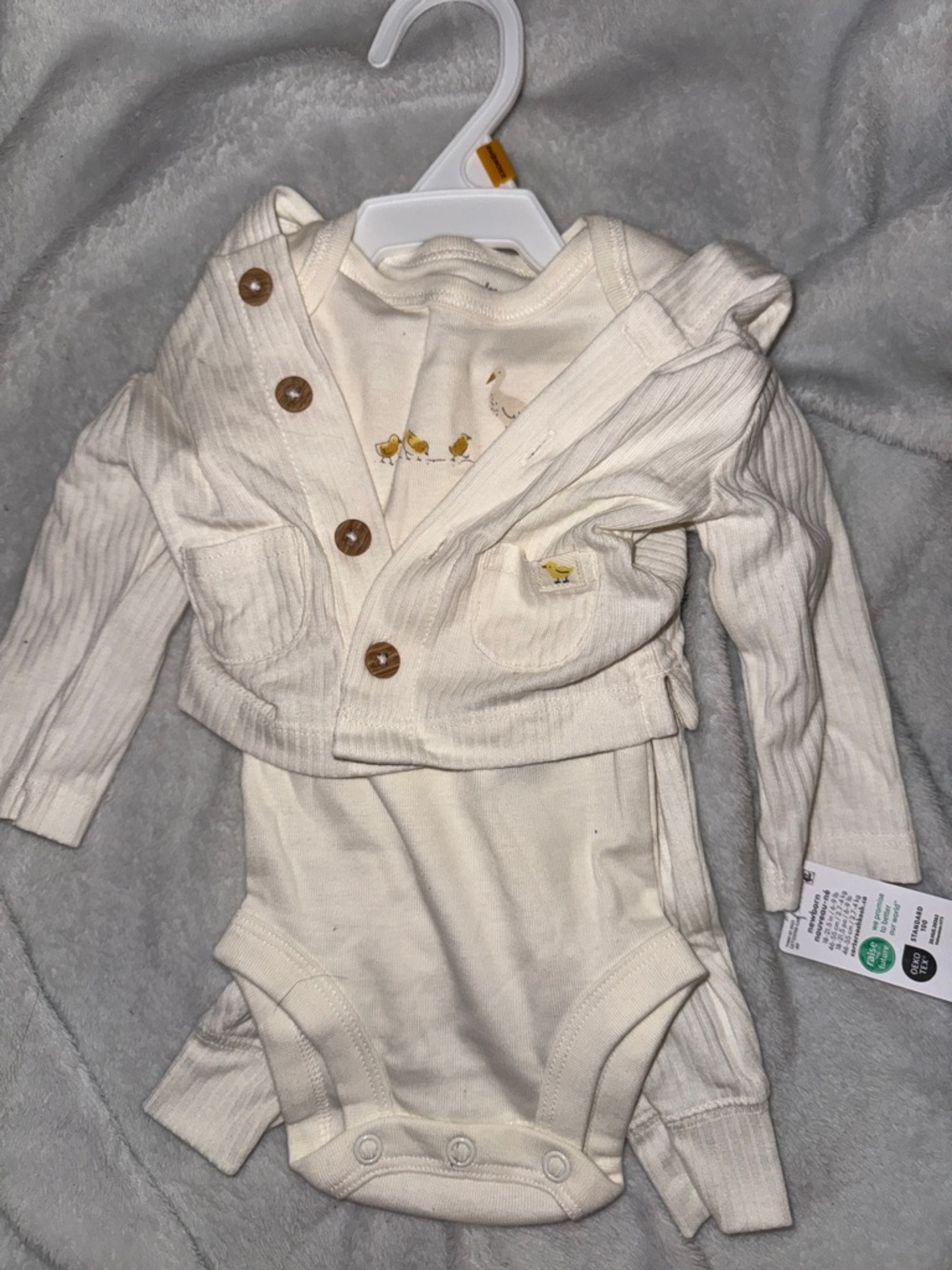 Carter's Cream Ribbed Three-Piece Baby Matching Set